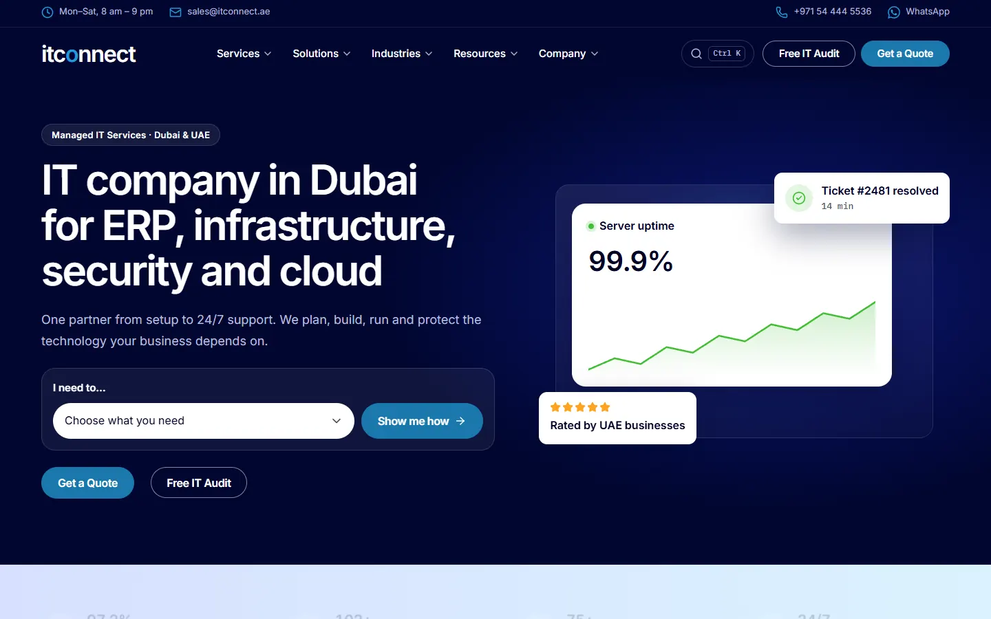 ITConnect homepage built with custom WordPress blocks