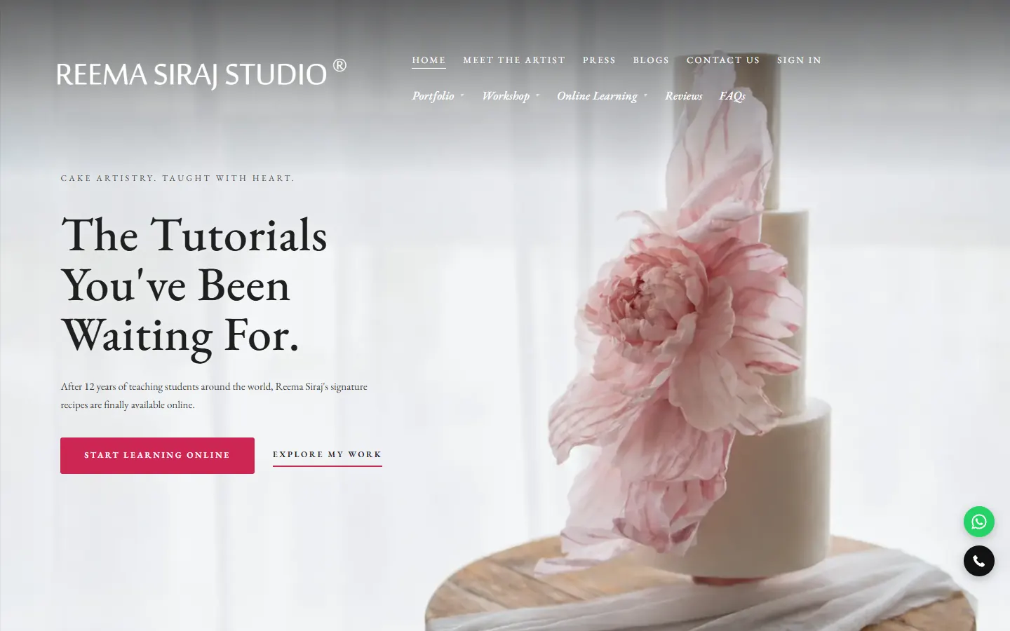 Reema Siraj Studio website homepage