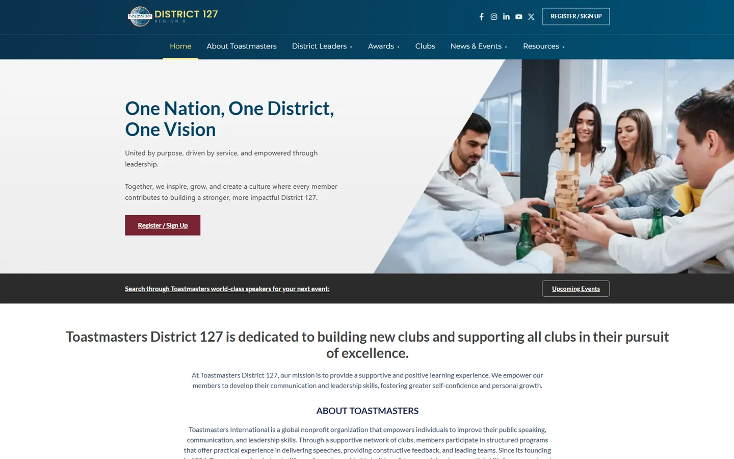 Toastmasters District 127 website homepage